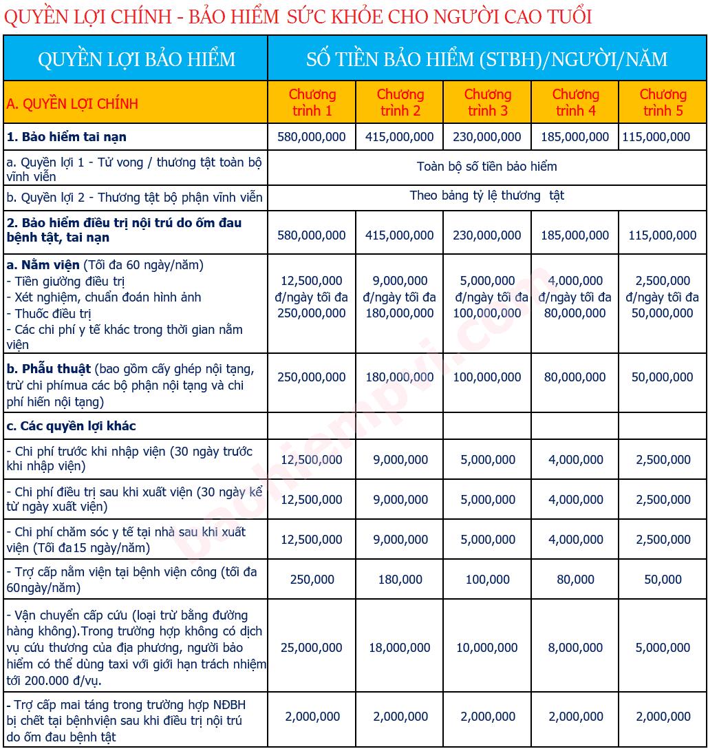 Quyền lợi bổ sung bảo hiểm sức khỏe cho người cao tuổi PVI