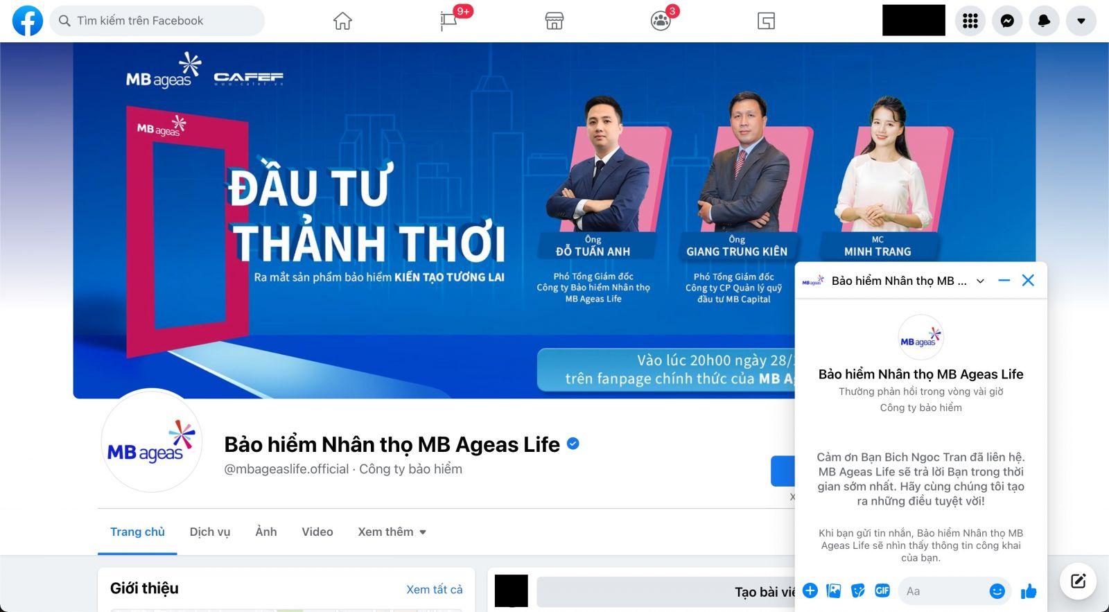 Facebook Bảo hiểm MB Ageas Life